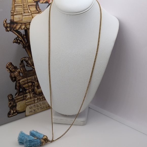J. Crew Gold and Blue Bohemian Necklace - Picture 5 of 5